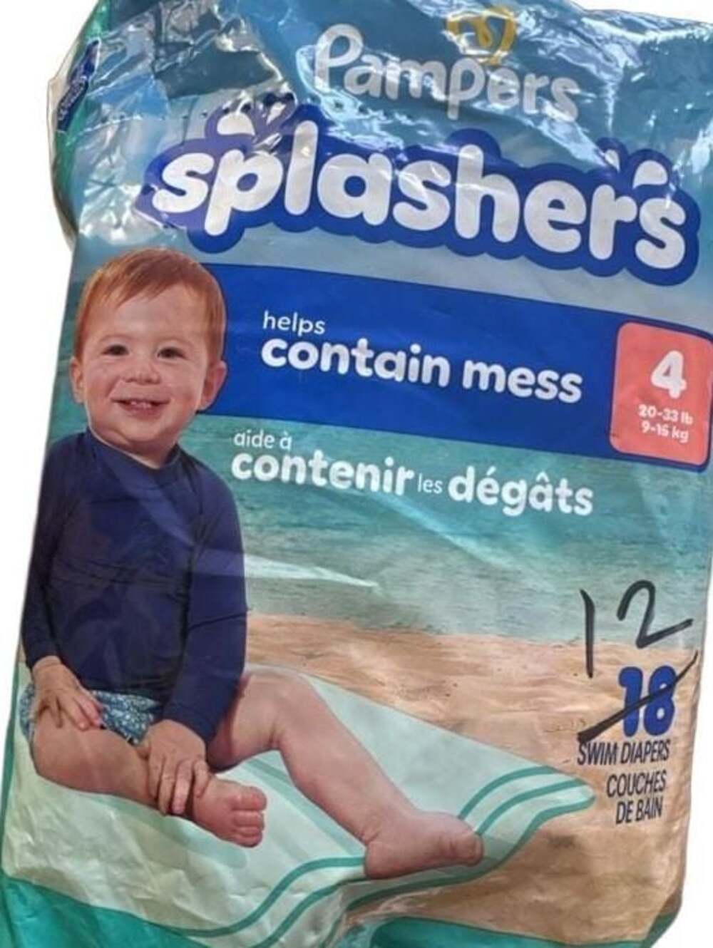 Pampers Splashers Swim Diapers Size 4 20-33 lb (12 Count)